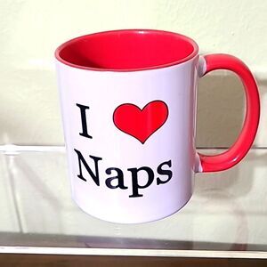 Coffee Mug, I ❤️ Naps, Red & White